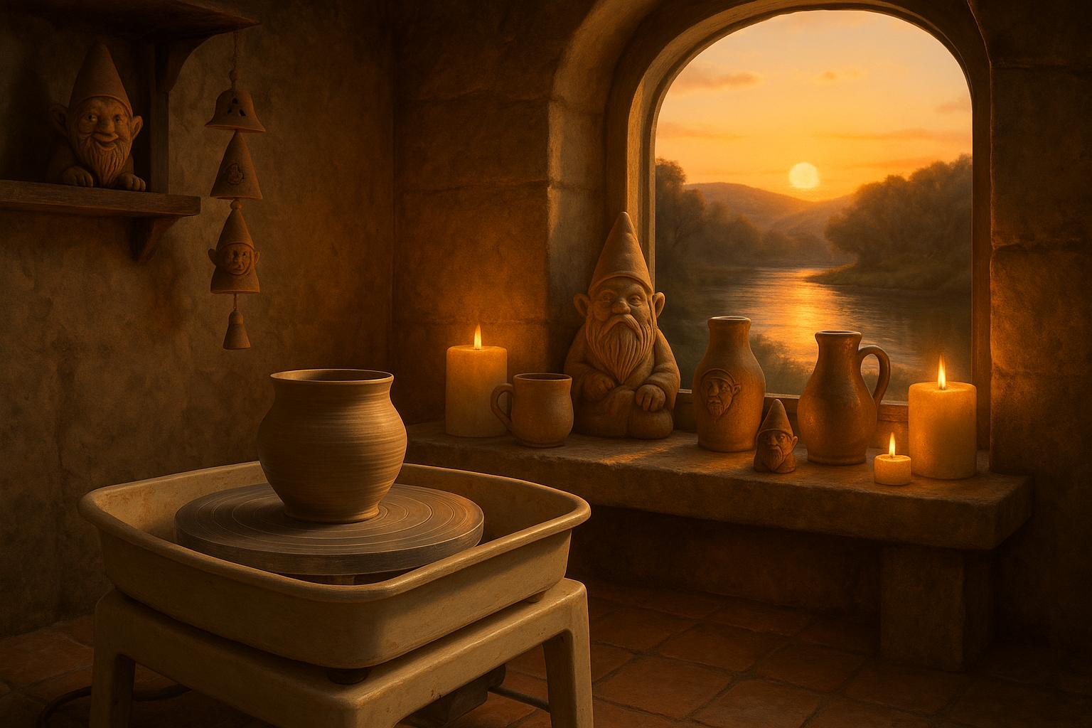 Pottery ritual sunset scene